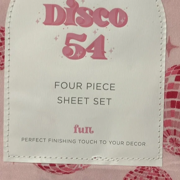 NWT! DISCO 54 FULL SIZE PINK DISCO BALL SHEET SET - Picture 2 of 7